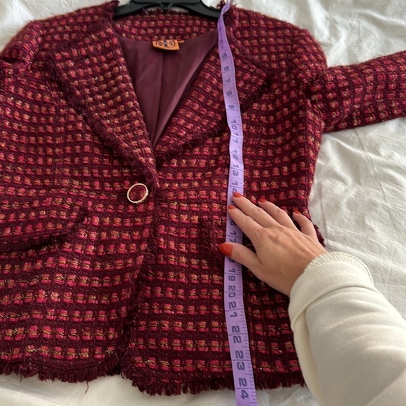 Tory Burch- “Victory” Tweed Blazer Jacket with stringed Trim - Picture 9 of 10